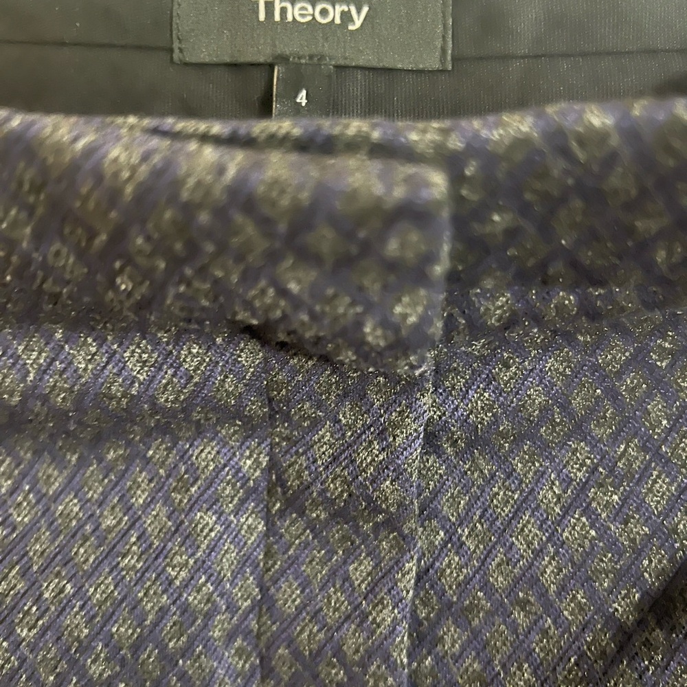 NWT Theory Navy and Gray Patterned Trousers - Picture 2 of 11